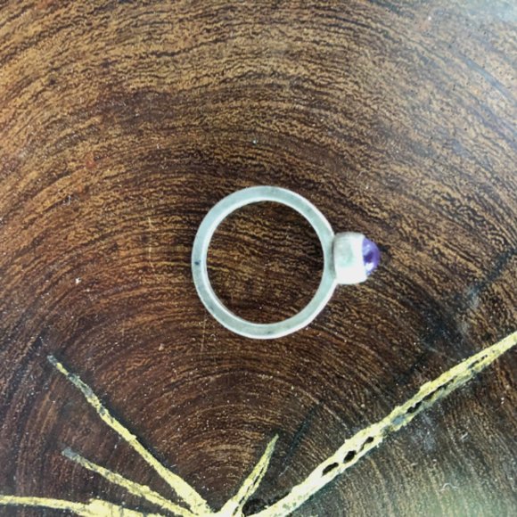 Vintage Sterling Silver and Glass Ring size 5 1/4 Minimalist Jewelry - Picture 2 of 4